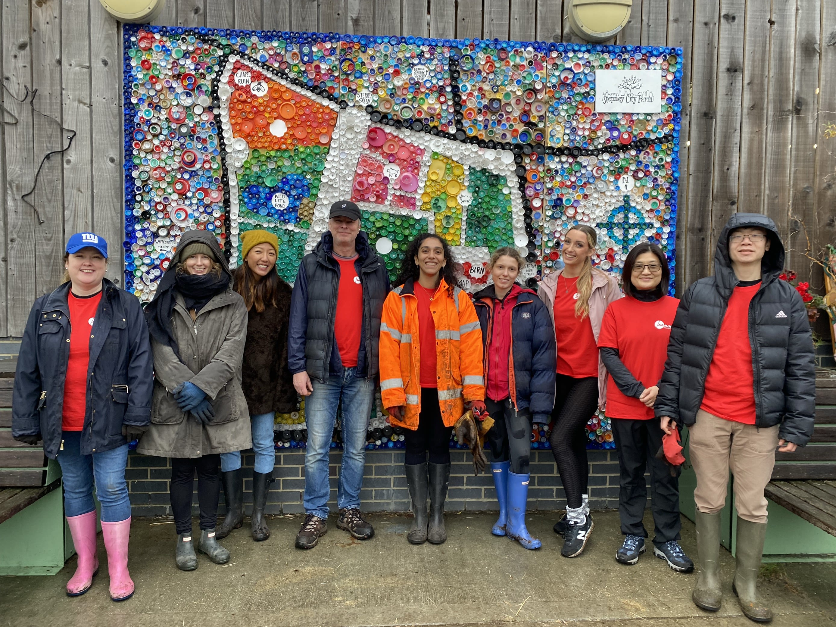 London team at the Stepney farm volunteering