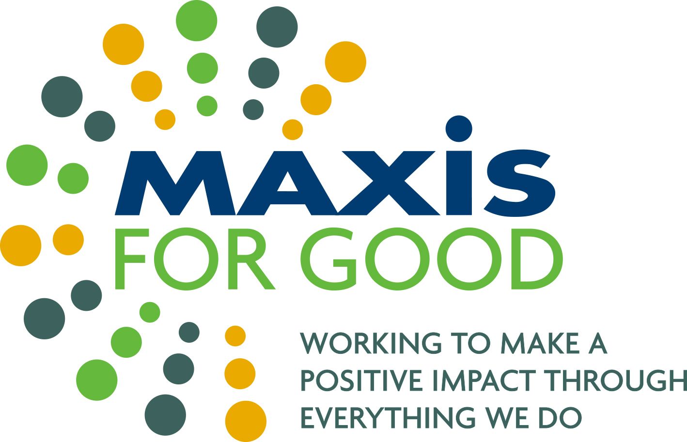 Logo: MAXIS for good working to make a positive impact through everything we do